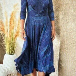 Soft Surroundings Sitarra midi dress blue